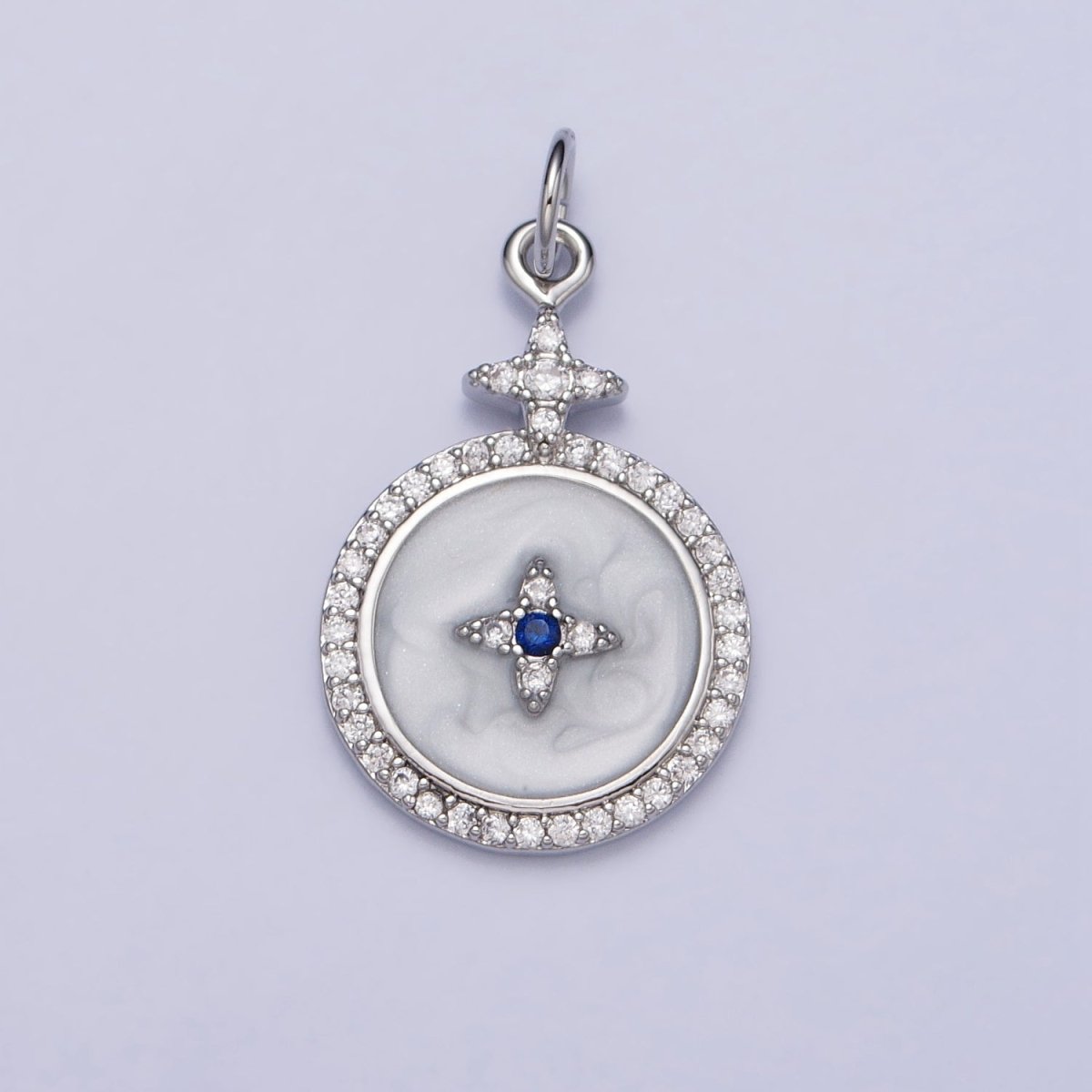 14K Gold Filled Celestial Star Micro Paved White Enamel Charm in Gold &amp; Silver | AC424