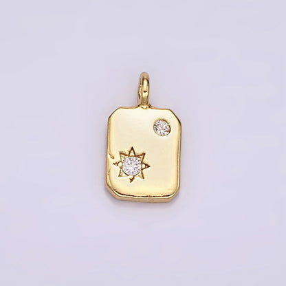 14K Gold Filled Celestial Star Sun CZ Dotted Tag Mini Charm | AC859