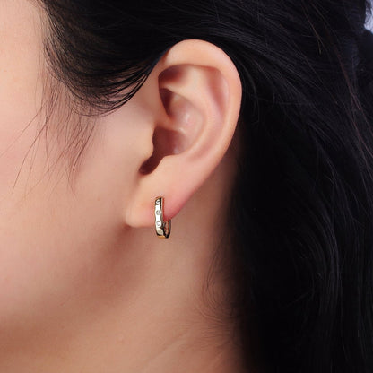 14K Gold Filled Celestial Sun Star Clear CZ Dotted 13.5mm Oblong Earrings | AB418