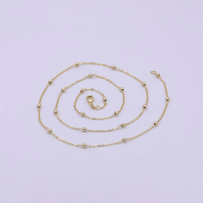 14K Gold Filled Chain,  3mm Bead Width, 24 Inch Layering Beaded Satellite Cable Necklace | WA-616 Clearance Pricing