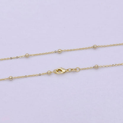 14K Gold Filled Chain,  3mm Bead Width, 24 Inch Layering Beaded Satellite Cable Necklace | WA-616 Clearance Pricing