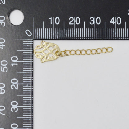 14K Gold Filled Chain Extender For Necklace Bracelet Component Supply Findings Extenders with Hamsa Hand charm L-477