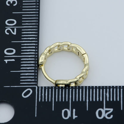 14K Gold Filled 15mm Curb Link Huggie Earrings | AB-A1207