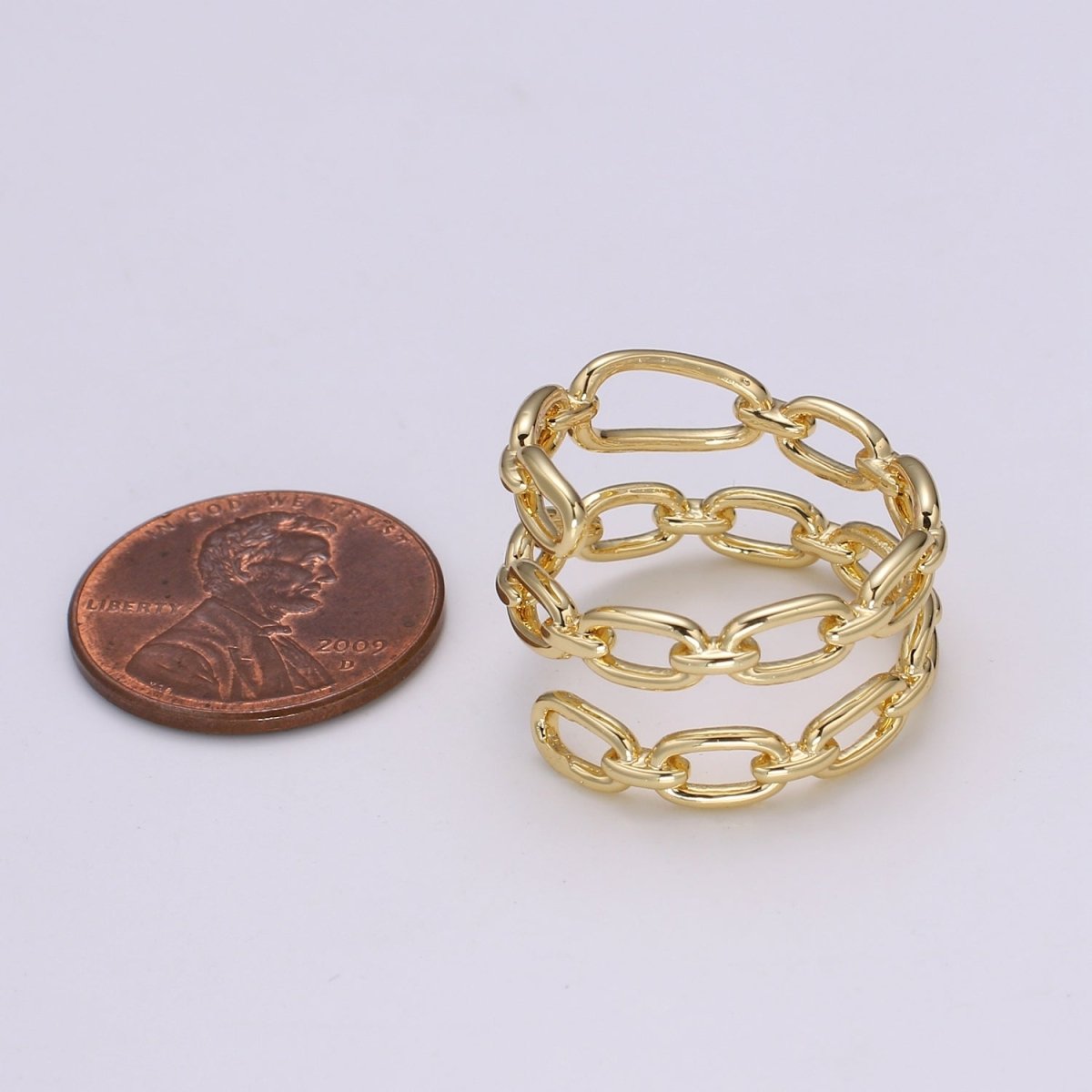 14k Gold Filled Chain Ring, Gold Stacking Ring, Thick Chain Ring, Cable Chain Ring, Statement Ring, Gold Link Ring for Minimalist Jewelry R303 O1003