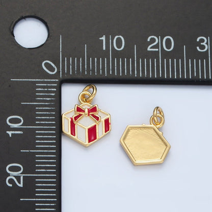 14K Gold Filled Christmas Present Gift Enamel Charm | AG941