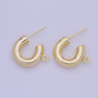 14K Gold Filled Chubby C-Shaped Hoop Open Loop Earrings Making Supply L-732