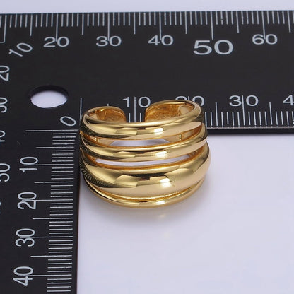 14K Gold Filled Chubby Dome Multiple Band Statement Ring | O-573