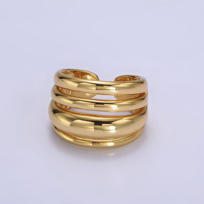 14K Gold Filled Chubby Dome Multiple Band Statement Ring | O-573
