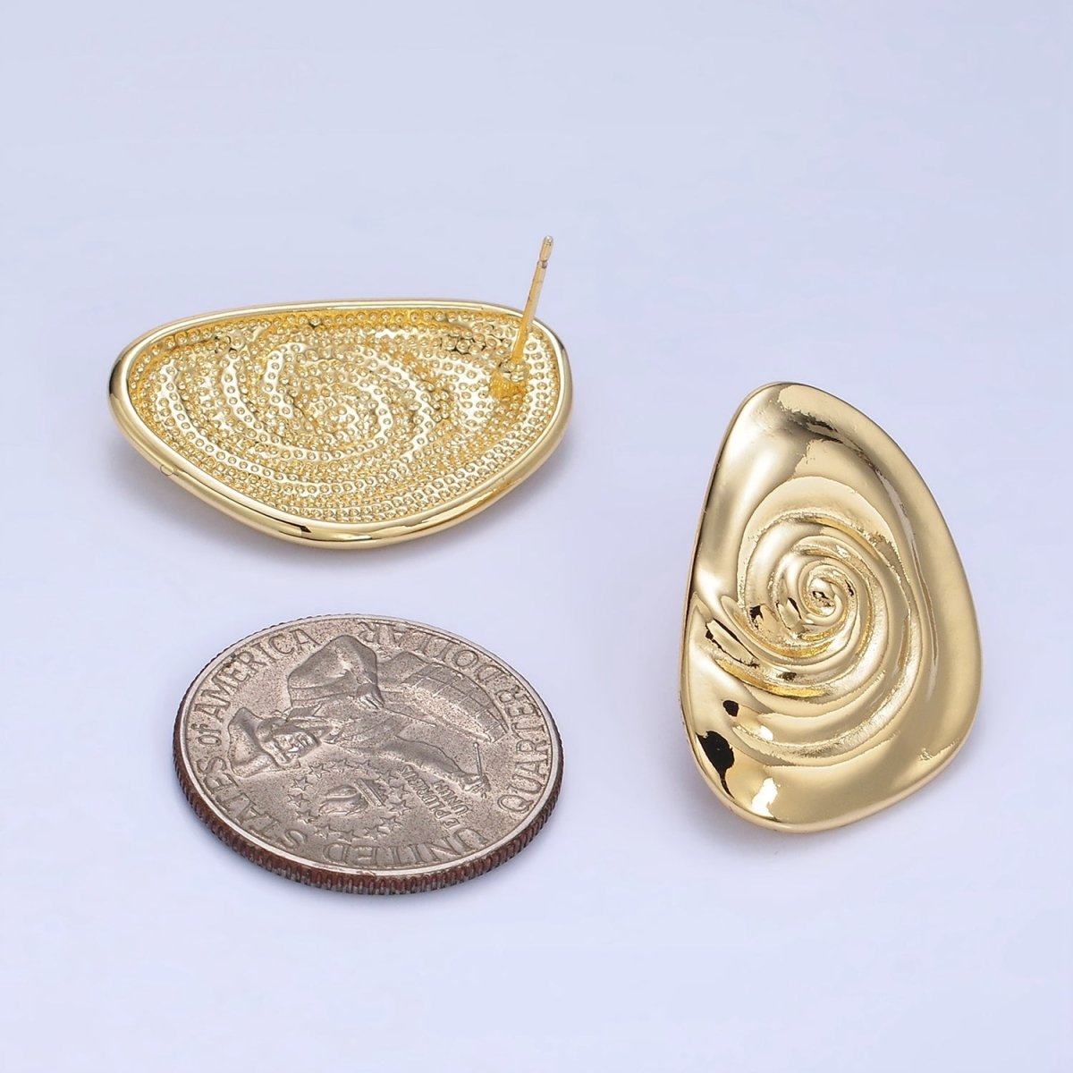 14K Gold Filled Circular Wave Abstract Stud Earrings in Gold &amp; Silver | P454 P455
