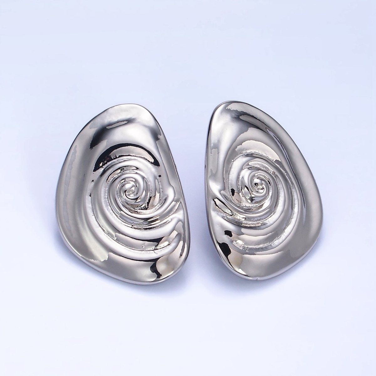 14K Gold Filled Circular Wave Abstract Stud Earrings in Gold &amp; Silver | P454 P455
