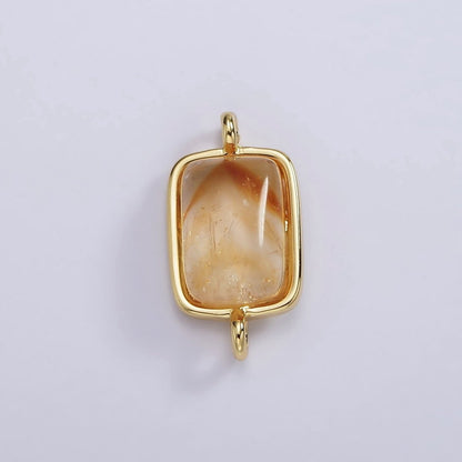 14K Gold Filled Citrine Gemstone Rectangular Bezel Connector | G254