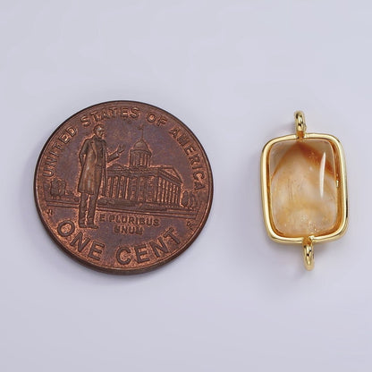 14K Gold Filled Citrine Gemstone Rectangular Bezel Connector | G254