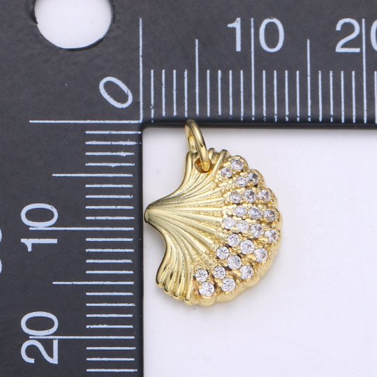 14K Gold Filled Clam Shell Pendant, Scallop Shell, Cockle Shell, Seashell Charms, Gold Shel,E-107l Pendant, Beach Inspired Charm Supply,E-107