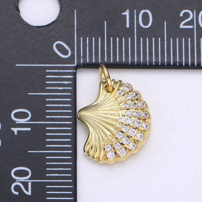14K Gold Filled Clam Shell Pendant, Scallop Shell, Cockle Shell, Seashell Charms, Gold Shel,E-107l Pendant, Beach Inspired Charm Supply,E-107