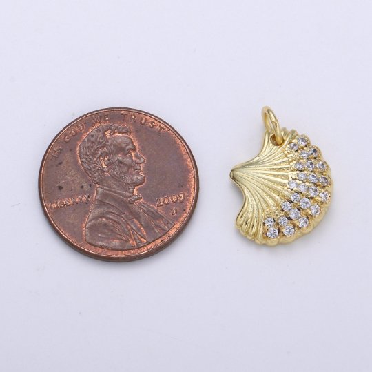 14K Gold Filled Clam Shell Pendant, Scallop Shell, Cockle Shell, Seashell Charms, Gold Shel,E-107l Pendant, Beach Inspired Charm Supply,E-107