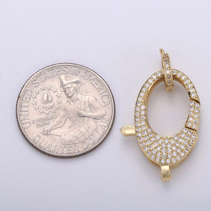 14K Gold Filled Clasp CZ Micro Pave Teardrop Lobster Claw Clasp,Micro Pave Clasp, 29x12mm K-908