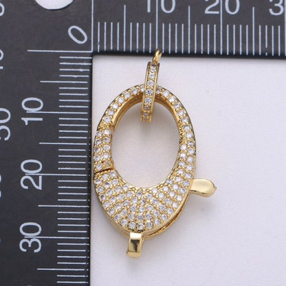 14K Gold Filled Clasp CZ Micro Pave Teardrop Lobster Claw Clasp,Micro Pave Clasp, 29x12mm K-908