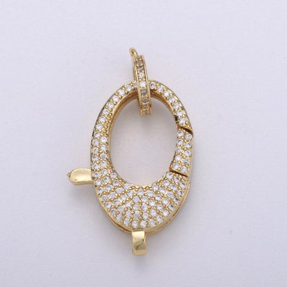 14K Gold Filled Clasp CZ Micro Pave Teardrop Lobster Claw Clasp,Micro Pave Clasp, 29x12mm K-908
