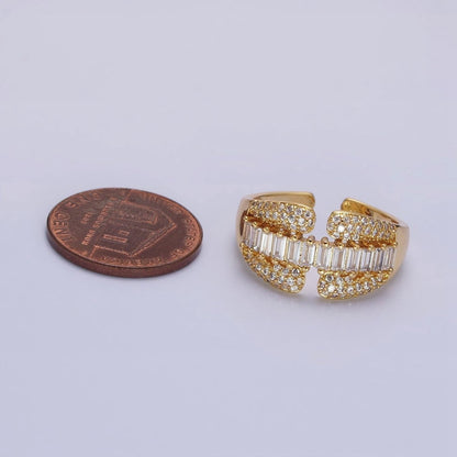14K Gold Filled Clear Baguette Micro Paved CZ Claw Ring in Gold &amp; Silver | O-1557 O-1558