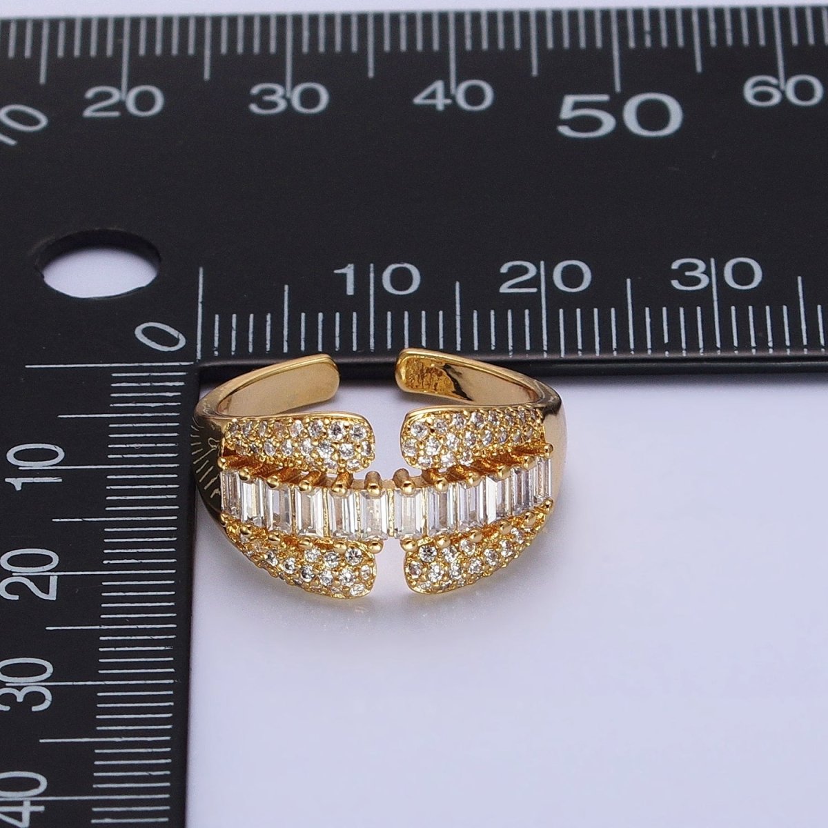 14K Gold Filled Clear Baguette Micro Paved CZ Claw Ring in Gold &amp; Silver | O-1557 O-1558