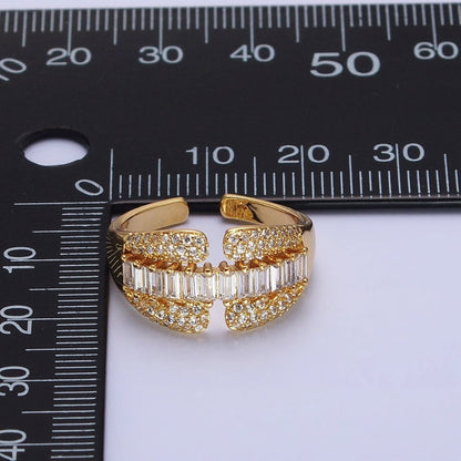 14K Gold Filled Clear Baguette Micro Paved CZ Claw Ring in Gold &amp; Silver | O-1557 O-1558