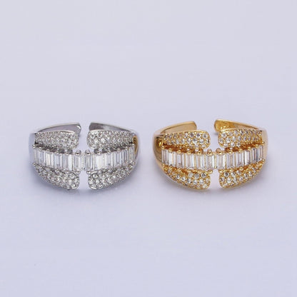 14K Gold Filled Clear Baguette Micro Paved CZ Claw Ring in Gold &amp; Silver | O-1557 O-1558
