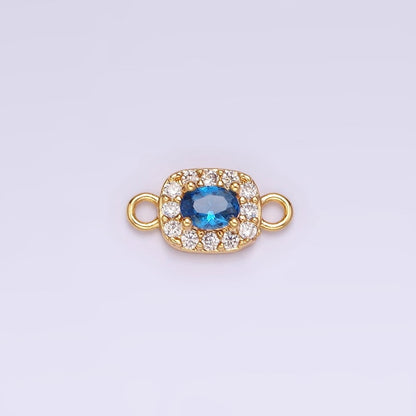 14K Gold Filled Clear, Black, Blue, Pink, Green, Fuchsia CZ 5mm Mini Rectangle Connector | G-107 - G-112