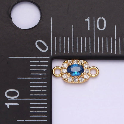 14K Gold Filled Clear, Black, Blue, Pink, Green, Fuchsia CZ 5mm Mini Rectangle Connector | G-107 - G-112