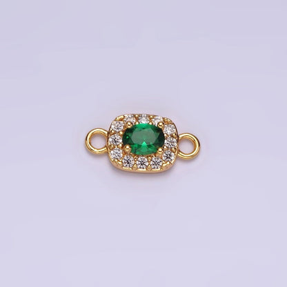 14K Gold Filled Clear, Black, Blue, Pink, Green, Fuchsia CZ 5mm Mini Rectangle Connector | G-107 - G-112