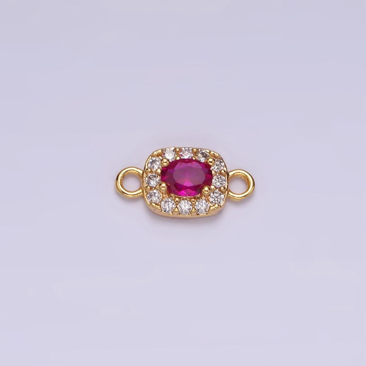 14K Gold Filled Clear, Black, Blue, Pink, Green, Fuchsia CZ 5mm Mini Rectangle Connector | G-107 - G-112