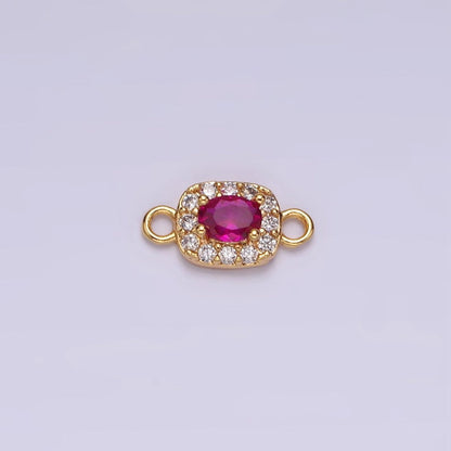 14K Gold Filled Clear, Black, Blue, Pink, Green, Fuchsia CZ 5mm Mini Rectangle Connector | G-107 - G-112
