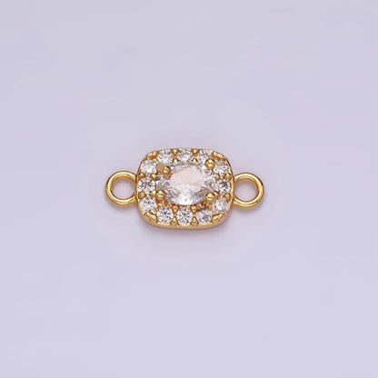 14K Gold Filled Clear, Black, Blue, Pink, Green, Fuchsia CZ 5mm Mini Rectangle Connector | G-107 - G-112
