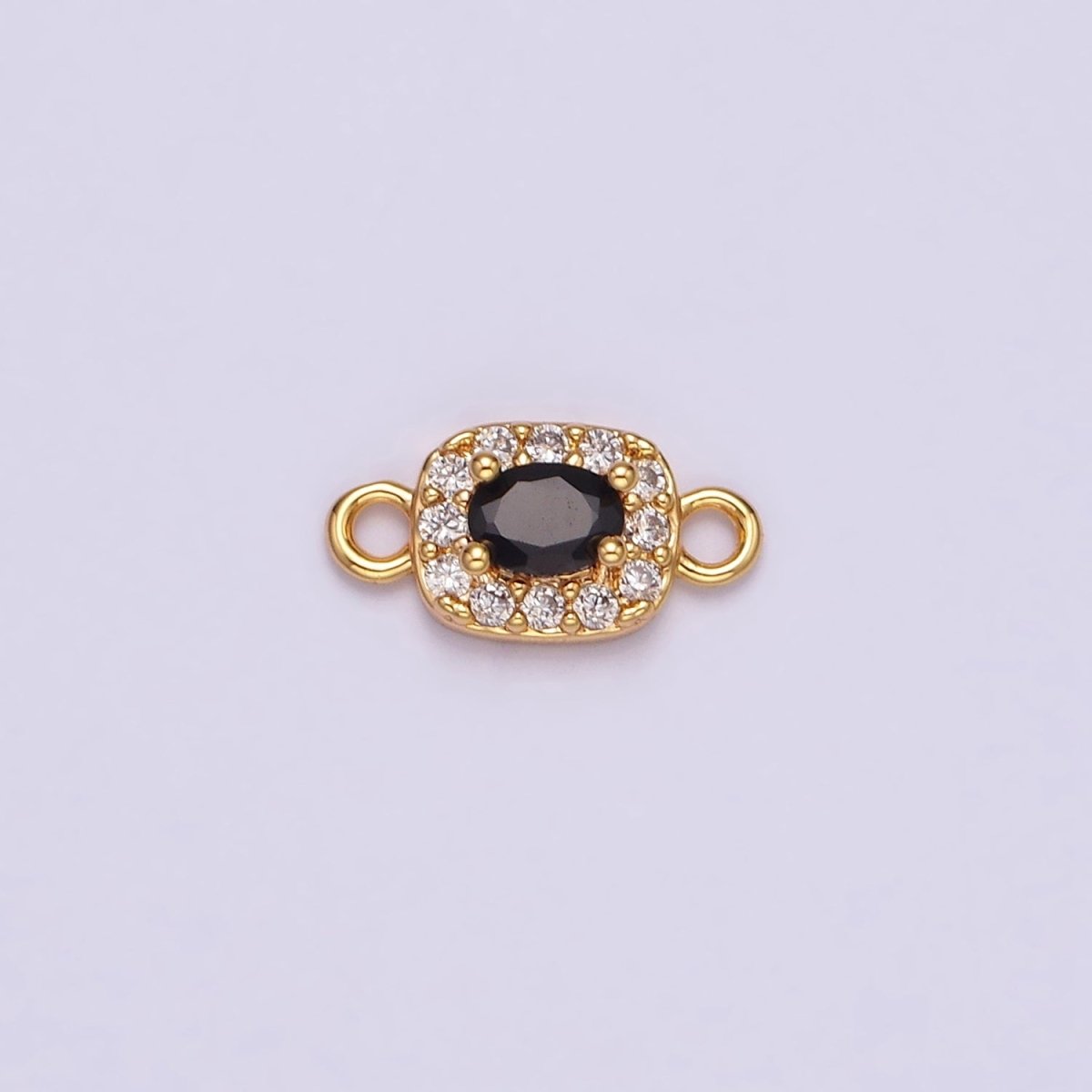 14K Gold Filled Clear, Black, Blue, Pink, Green, Fuchsia CZ 5mm Mini Rectangle Connector | G-107 - G-112