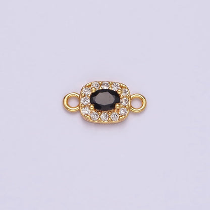 14K Gold Filled Clear, Black, Blue, Pink, Green, Fuchsia CZ 5mm Mini Rectangle Connector | G-107 - G-112