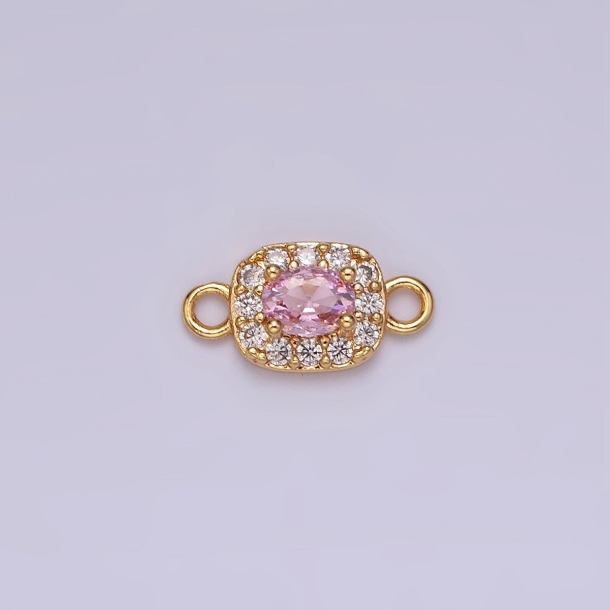 14K Gold Filled Clear, Black, Blue, Pink, Green, Fuchsia CZ 5mm Mini Rectangle Connector | G-107 - G-112