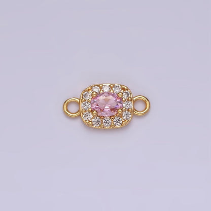 14K Gold Filled Clear, Black, Blue, Pink, Green, Fuchsia CZ 5mm Mini Rectangle Connector | G-107 - G-112