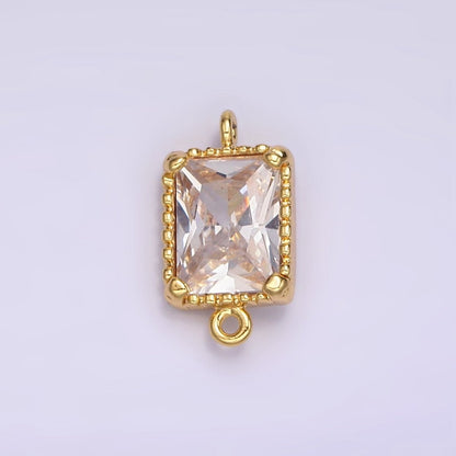 14K Gold Filled Clear, Black CZ Multifaceted Baguette Bezel Connector | G817 G818