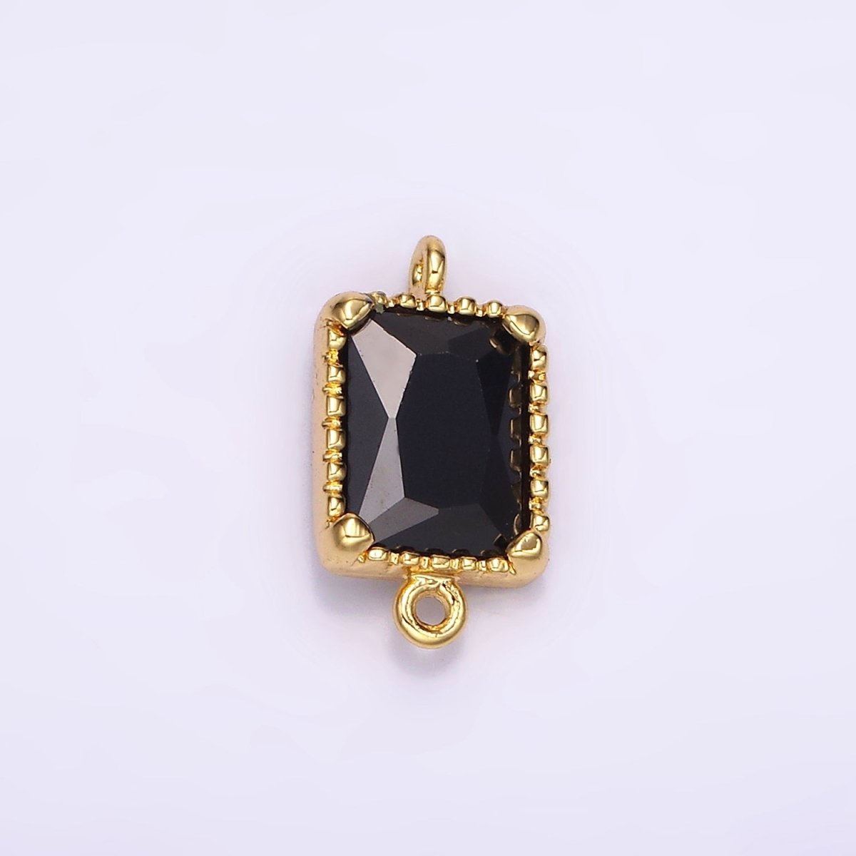 14K Gold Filled Clear, Black CZ Multifaceted Baguette Bezel Connector | G817 G818
