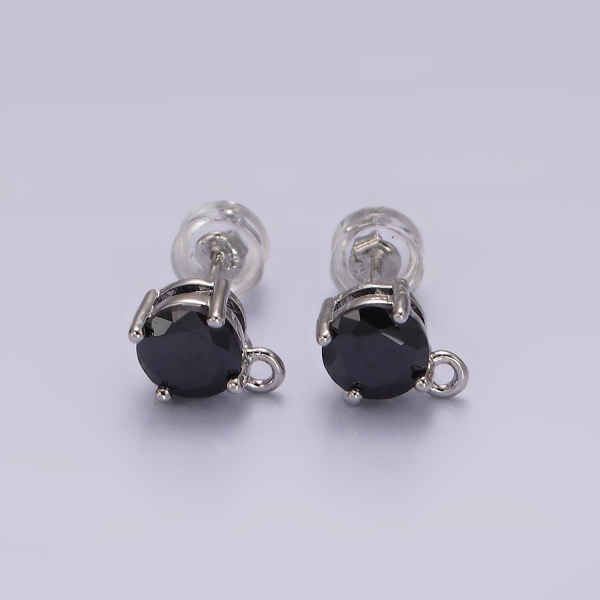 14K Gold Filled Clear, Black, Pink, Green CZ Open Loop Stud Earrings Finding Supply in Gold &amp; Silver | Z626 - Z633
