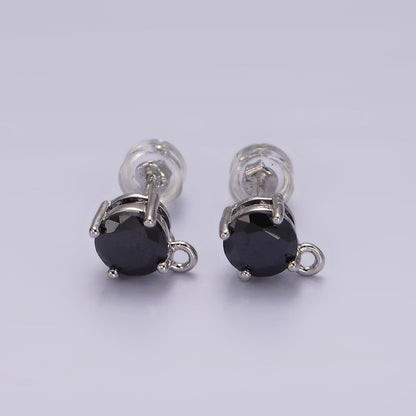 14K Gold Filled Clear, Black, Pink, Green CZ Open Loop Stud Earrings Finding Supply in Gold &amp; Silver | Z626 - Z633