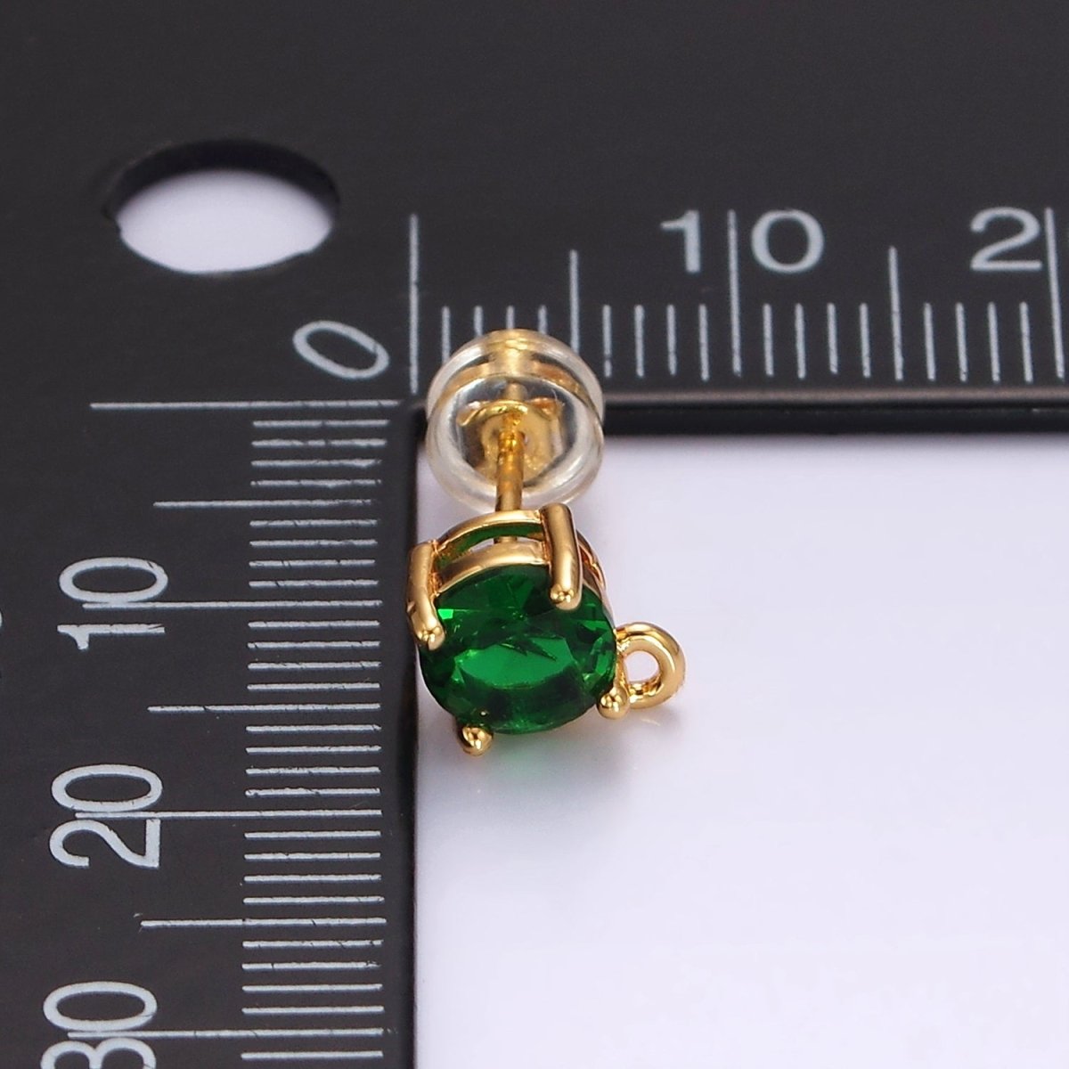 14K Gold Filled Clear, Black, Pink, Green CZ Open Loop Stud Earrings Finding Supply in Gold &amp; Silver | Z626 - Z633