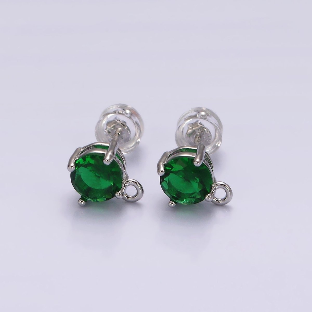 14K Gold Filled Clear, Black, Pink, Green CZ Open Loop Stud Earrings Finding Supply in Gold &amp; Silver | Z626 - Z633