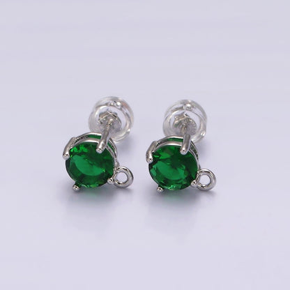 14K Gold Filled Clear, Black, Pink, Green CZ Open Loop Stud Earrings Finding Supply in Gold &amp; Silver | Z626 - Z633