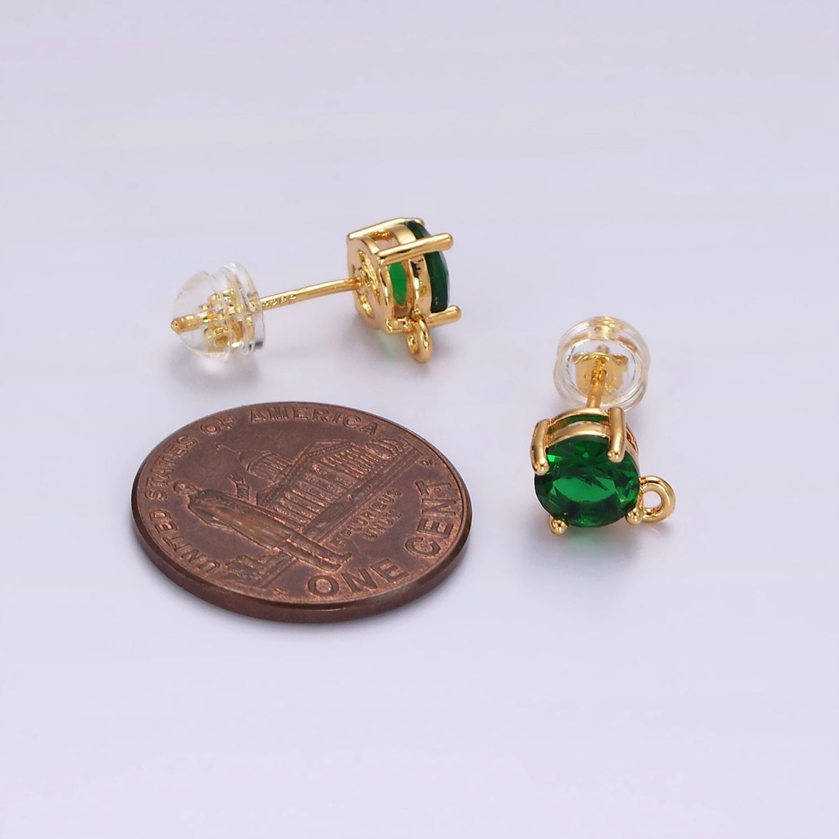 14K Gold Filled Clear, Black, Pink, Green CZ Open Loop Stud Earrings Finding Supply in Gold &amp; Silver | Z626 - Z633