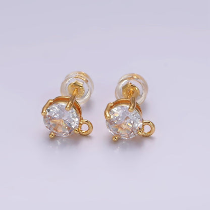 14K Gold Filled Clear, Black, Pink, Green CZ Open Loop Stud Earrings Finding Supply in Gold &amp; Silver | Z626 - Z633