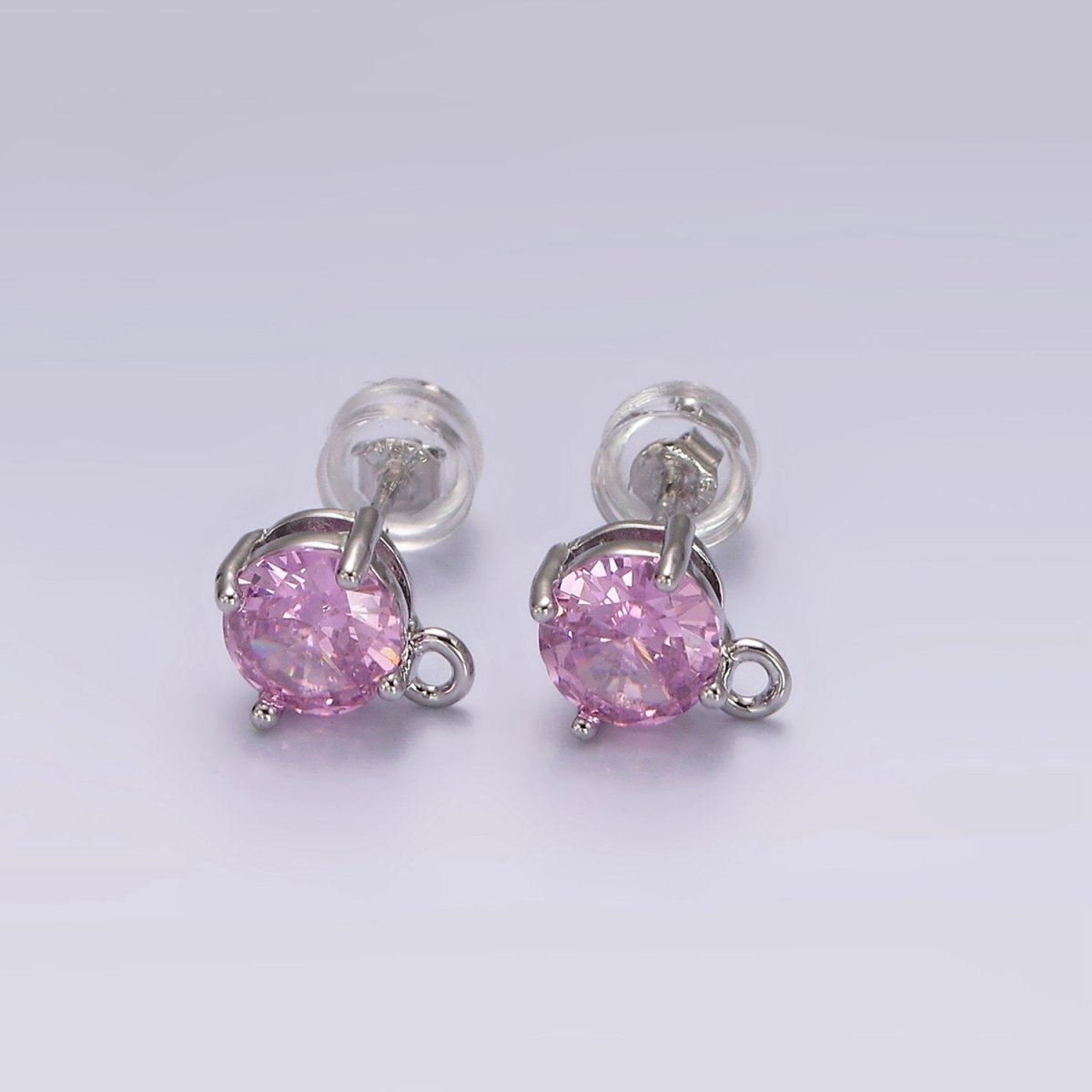 14K Gold Filled Clear, Black, Pink, Green CZ Open Loop Stud Earrings Finding Supply in Gold &amp; Silver | Z626 - Z633