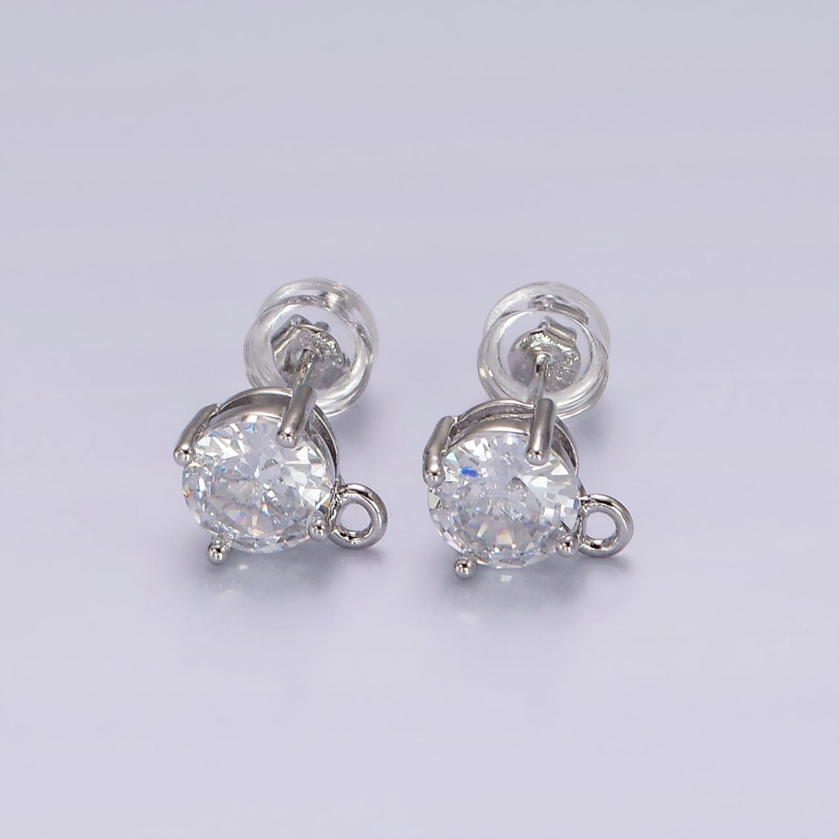 14K Gold Filled Clear, Black, Pink, Green CZ Open Loop Stud Earrings Finding Supply in Gold &amp; Silver | Z626 - Z633