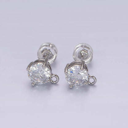 14K Gold Filled Clear, Black, Pink, Green CZ Open Loop Stud Earrings Finding Supply in Gold &amp; Silver | Z626 - Z633