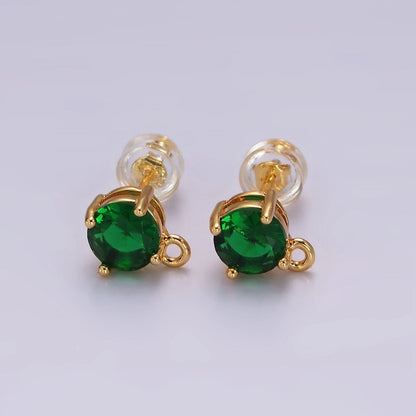 14K Gold Filled Clear, Black, Pink, Green CZ Open Loop Stud Earrings Finding Supply in Gold &amp; Silver | Z626 - Z633