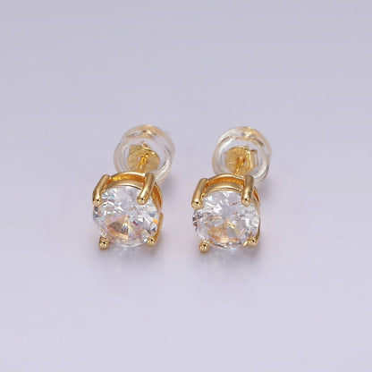 14K Gold Filled Clear, Black, Pink, Green CZ Stud Earrings in Gold &amp; Silver | V300 - V307